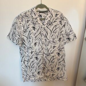 Hedge Men's Shirt with Black Floral on White